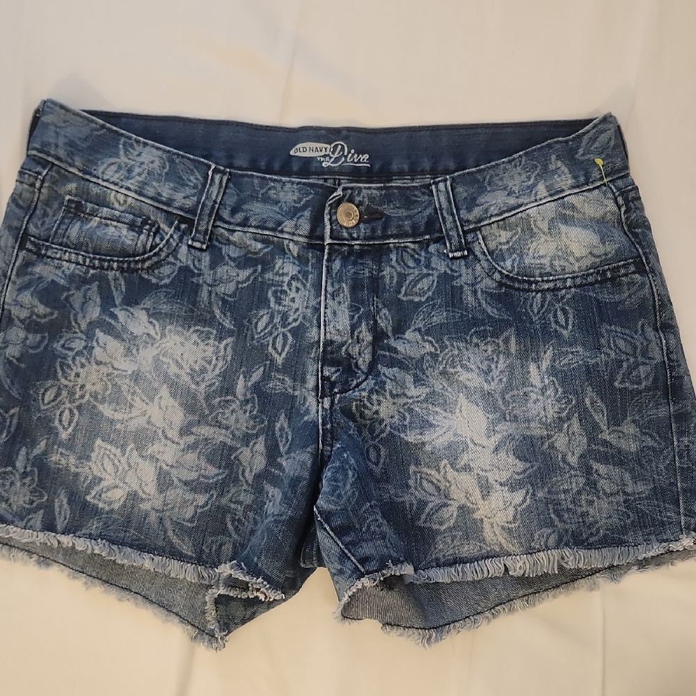 Old Navy Women's Floral Blue Jean Shorts